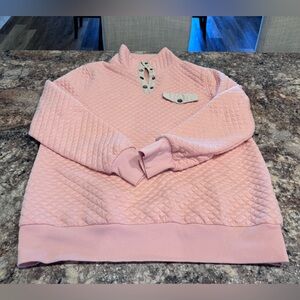Doe & Rae Pink Quilted Cowl Neck Sweater